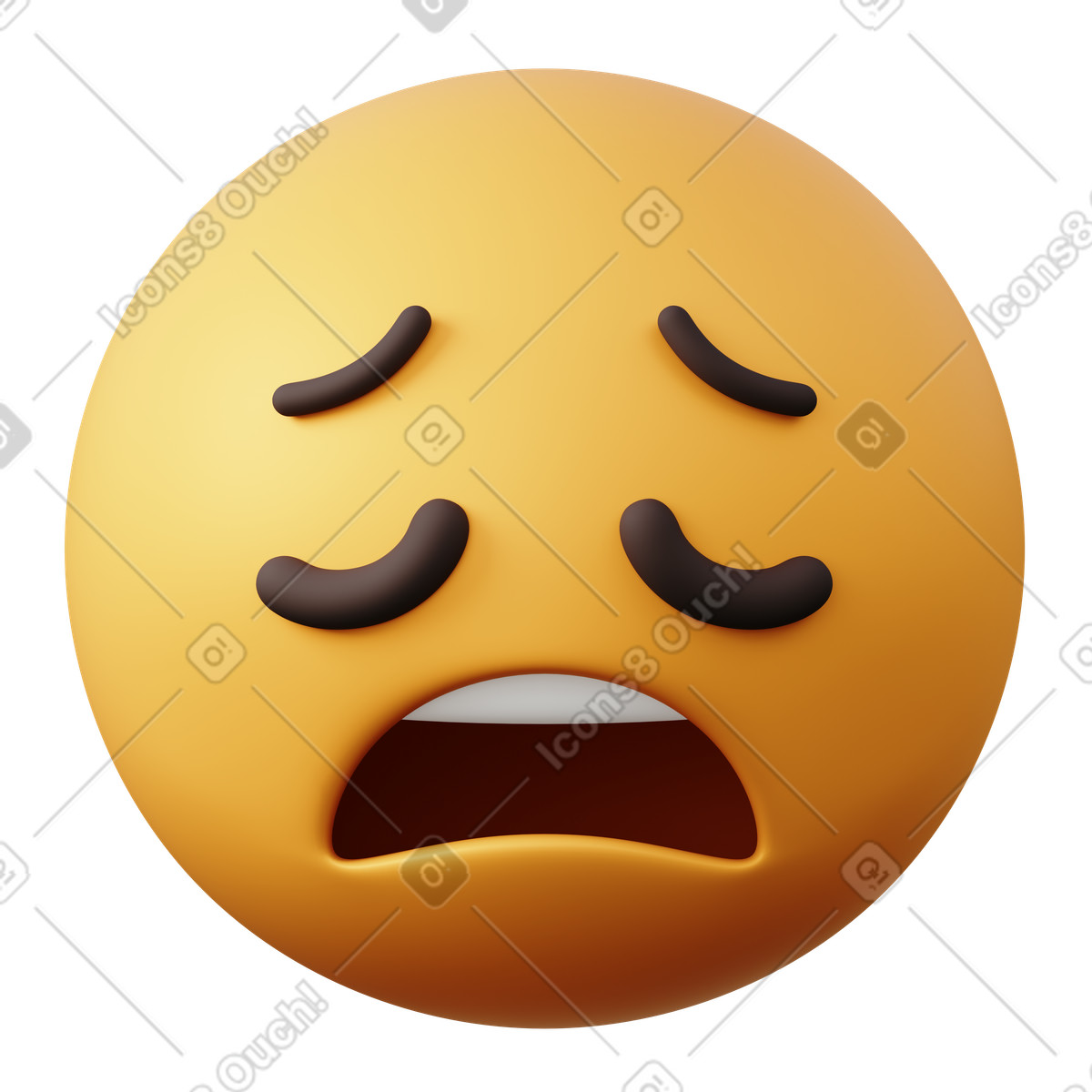 Emoji faccina stanca illustrazione in stile 3D Sugary scarica in PNG, SVG