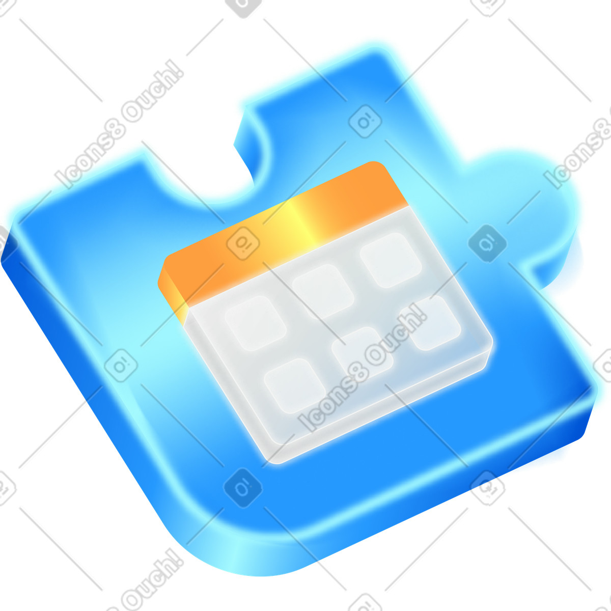 Ilustración Parte del rompecabezas con el icono calendario en estilo Burst a descargar en PNG y SVG
