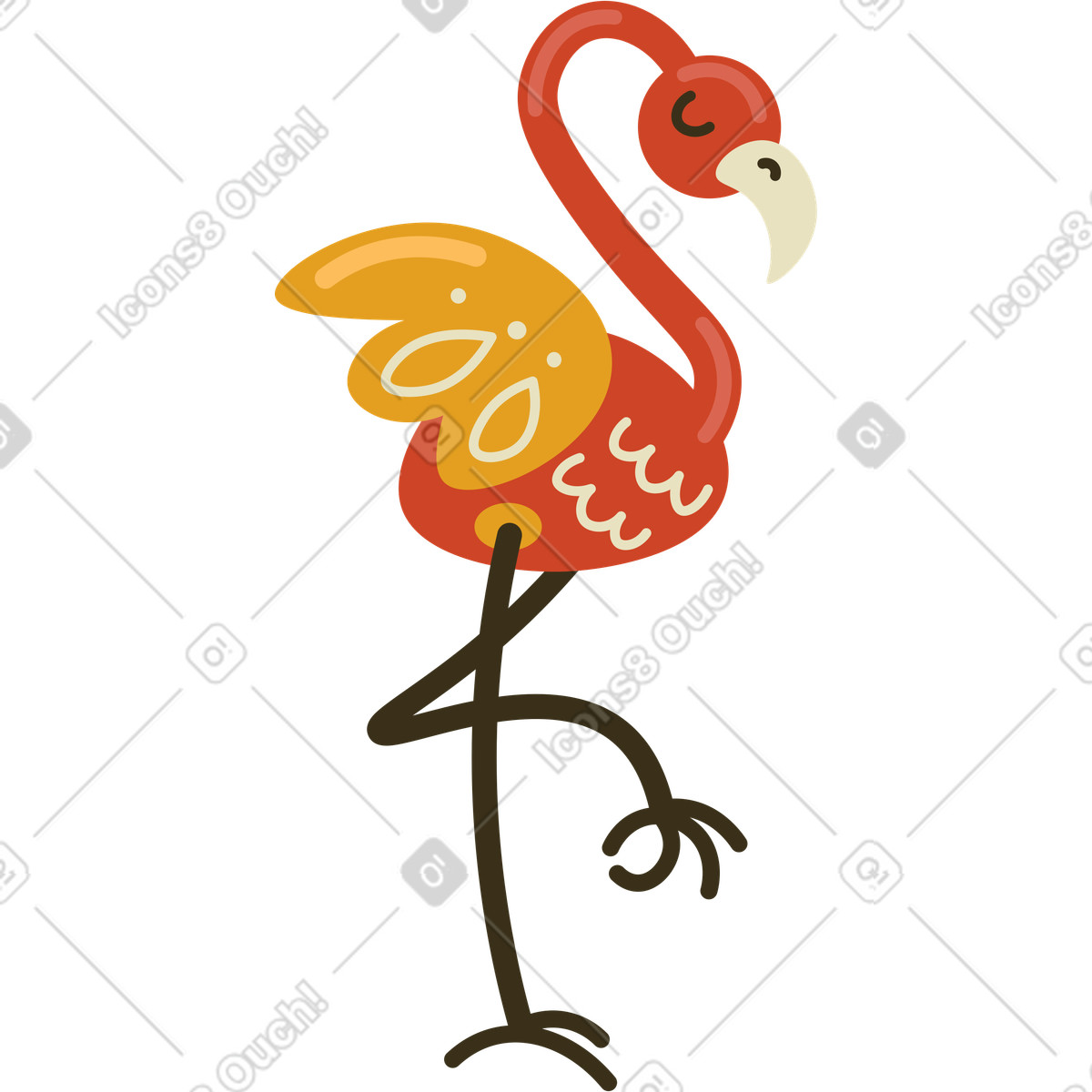 Ilustração de Flamingo em no estilo Arabica para baixar em PNG, SVG