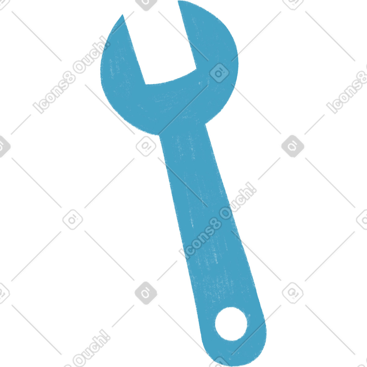 Blue wrench illustration in Tutti style download in PNG, SVG