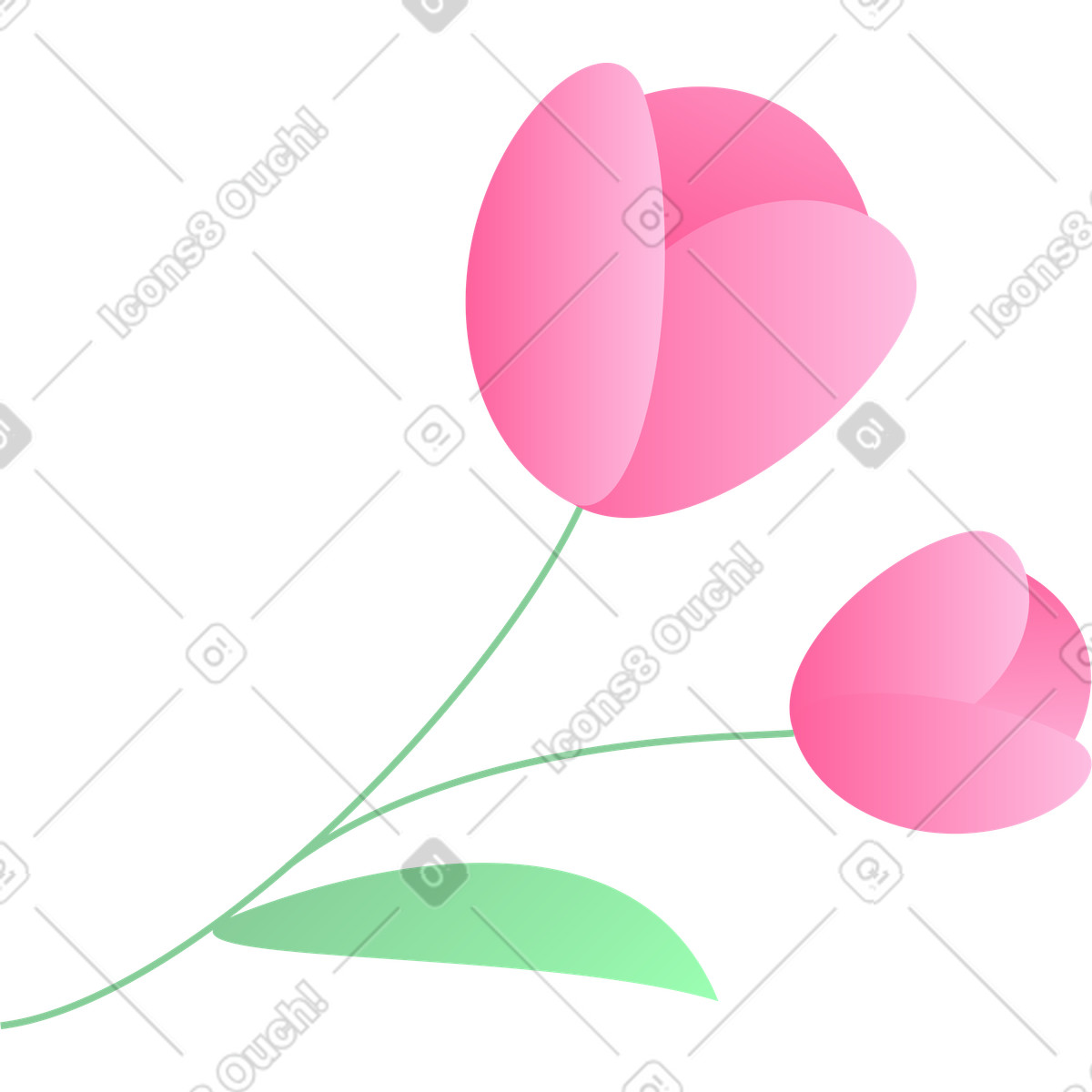 下载 Florid 风格的 两朵粉红色的花 插画，支持 PNG、SVG 格式