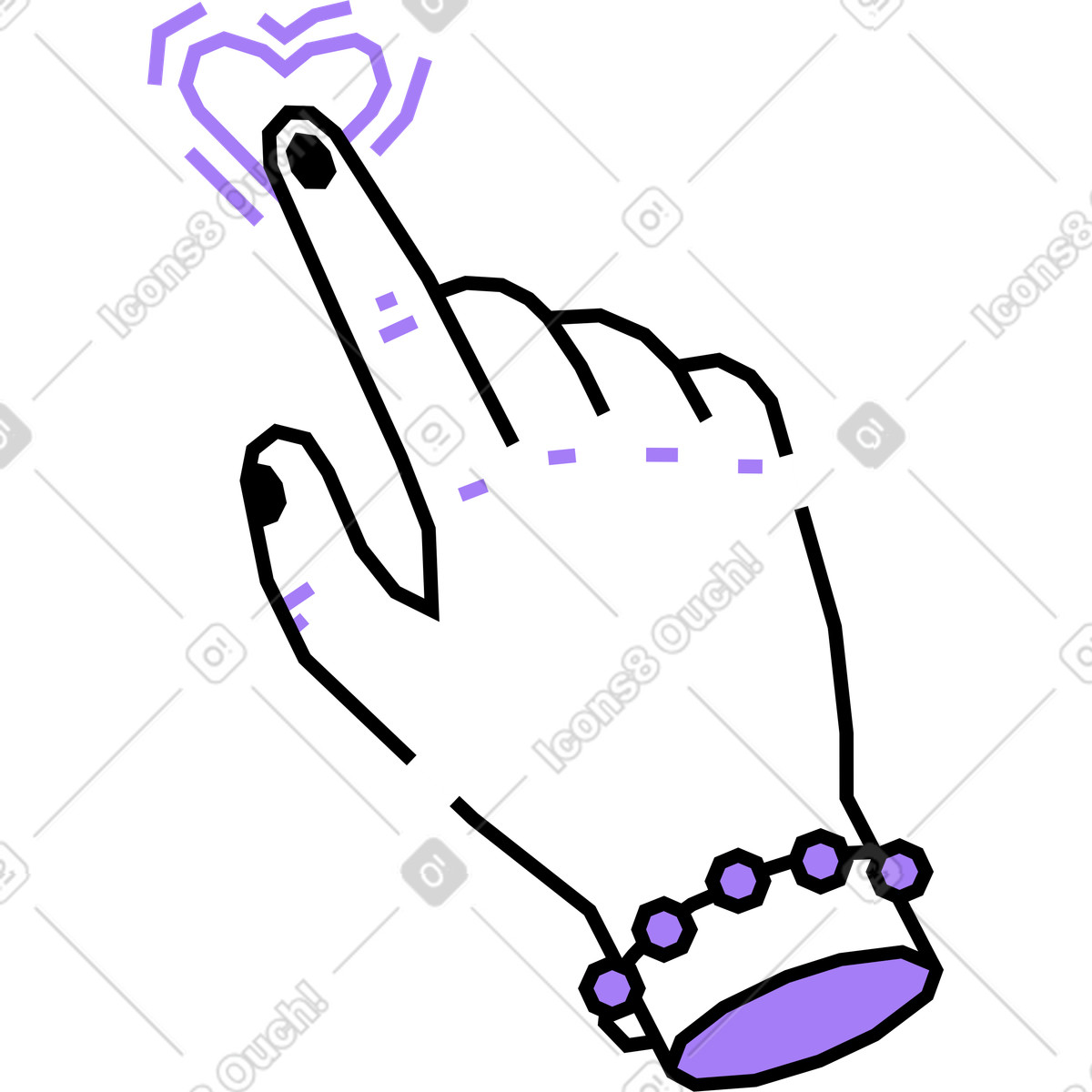 Mano premendo il pulsante illustrazione in stile Amethyst scarica in PNG, SVG