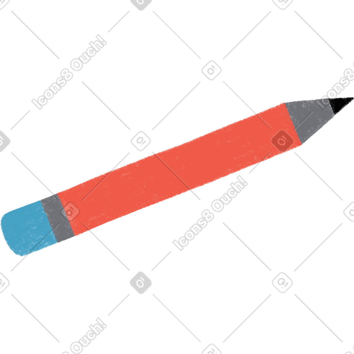 Red pencil illustration in Tutti style download in PNG, SVG