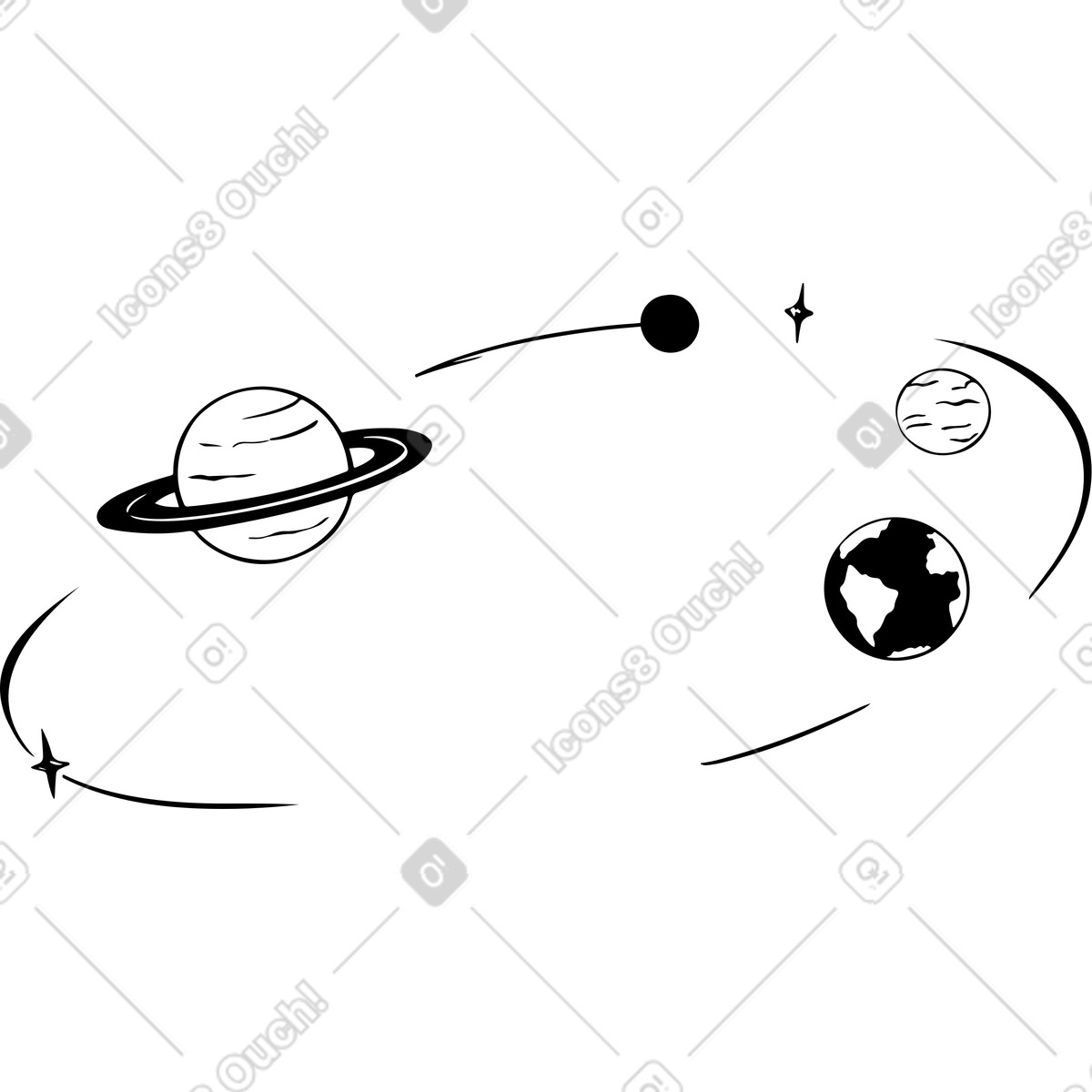 Illustration Système solaire dans le style Line à télécharger aux formats PNG, SVG