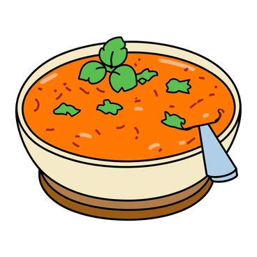 A round ceramic bowl filled with thick, vibrant orange fruit chutney. The chutney is speckled with small red chili flakes, indicating its spicy flavor. Torn pieces of fresh green herbs, such as cilantro and mint, are scattered on top as a garnish, adding a pop of color. The bowl is placed on a wooden surface, and there is a small spoon beside it, ready for serving. The chutney has a glossy texture that catches the light, inviting one to taste its rich flavors.