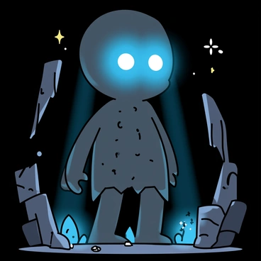 A glimmering golem illuminating dark caves with its glowing eyes.