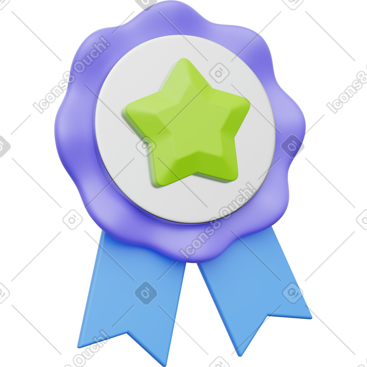 Quality validation achievement ribbon with star illustration in 3D Playful style download in PNG, SVG