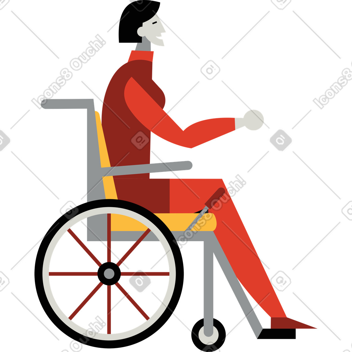 Person mit behinderung-Illustration im Burgundy-Stil als Download in PNG, SVG