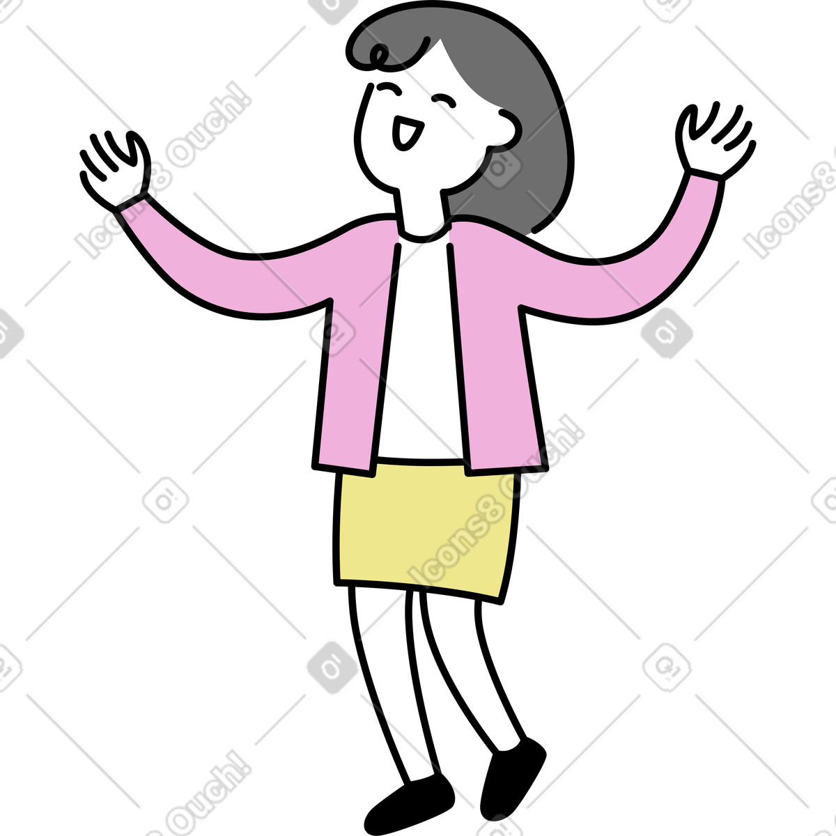 Ilustração de Mulher feliz em no estilo Mochi para baixar em PNG, SVG