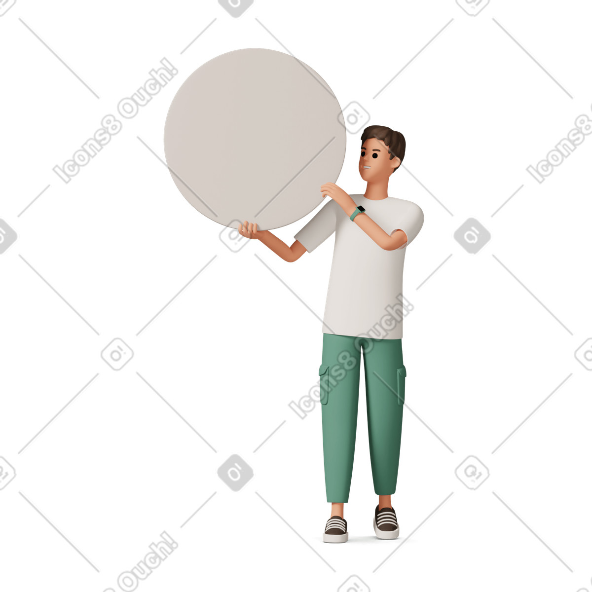 Young man holding blank disk illustration in 3D Casual life style download in PNG, SVG