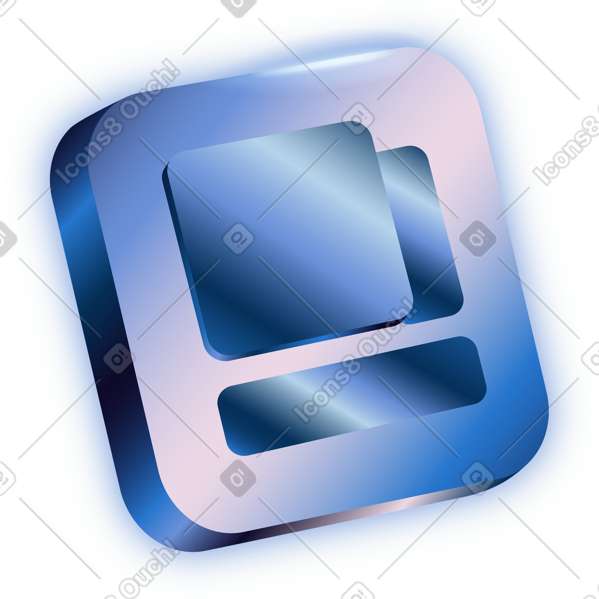 Gradient blue menu button icon illustration in Dimension style download in PNG, SVG