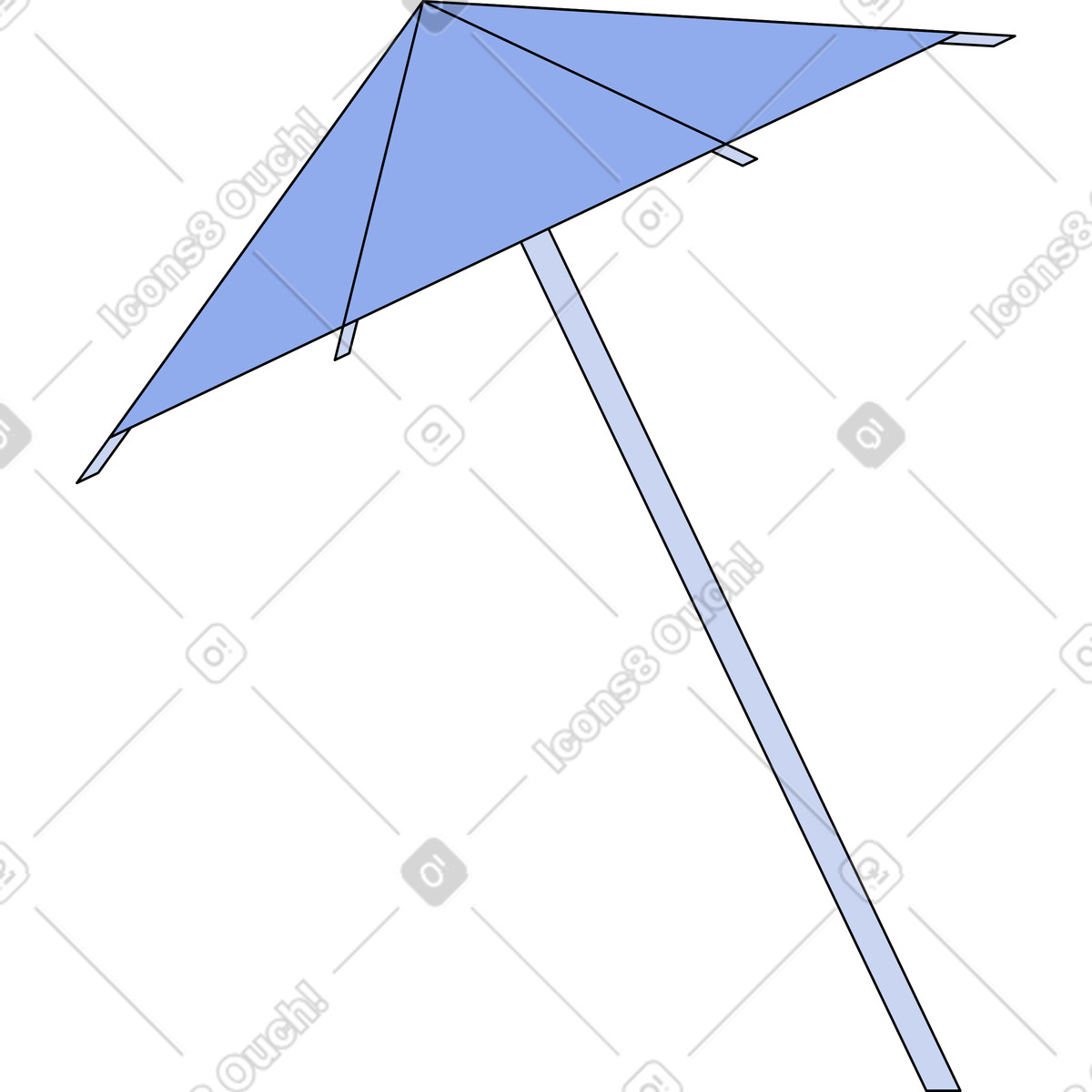 Bloom スタイルの Beach umbrella tilted のイラストをPNG、SVG形式でダウンロード