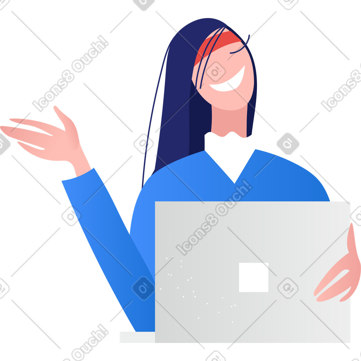 Girl illustration clipart in PNG, SVG, GIF showcasing character design