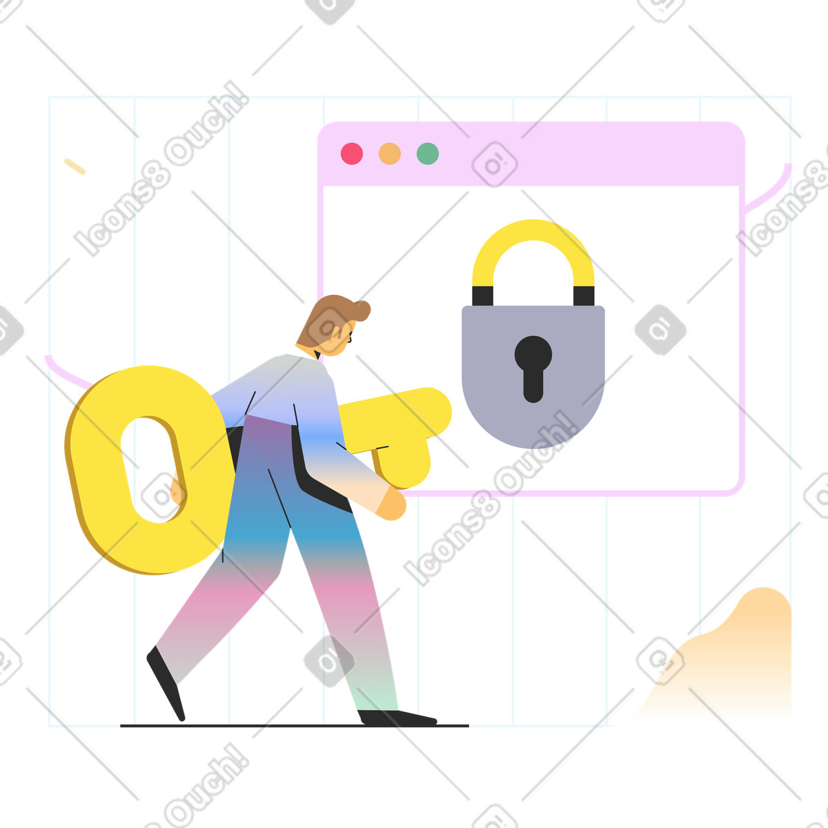 Secure browser illustration in Marginalia style download in PNG, SVG