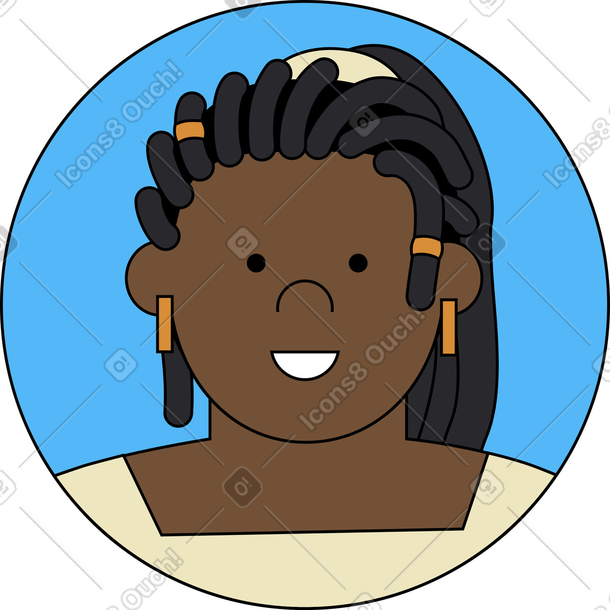 Ilustración Avatar femenino en estilo Kindy a descargar en PNG y SVG