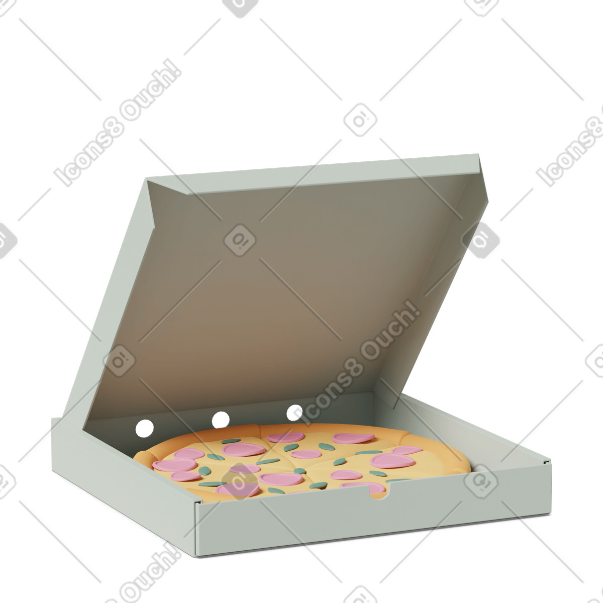 下载 3D Casual life 风格的 Open pizza box 插画，支持 PNG、SVG 格式