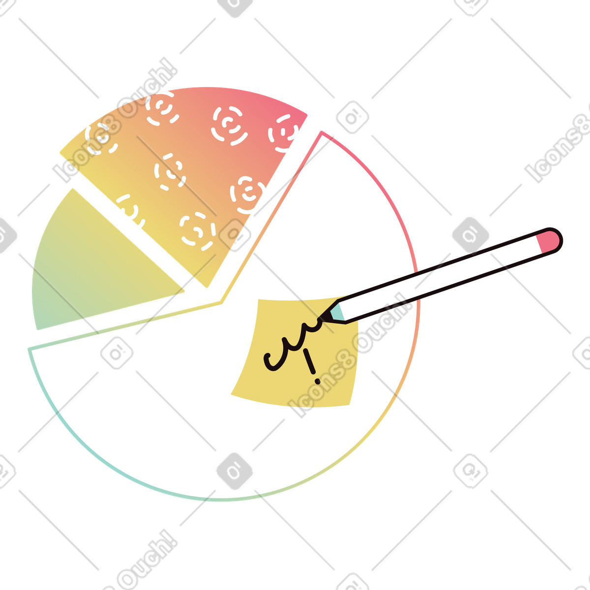 Pie Chart Analysis with Notes illustration in Delight style download in PNG, SVG