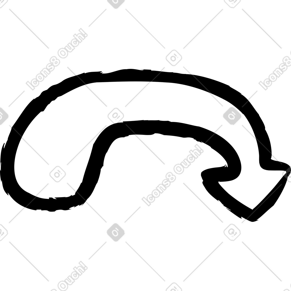 Illustration Flèche épaisse vers le bas dans style Twirl à télécharger aux formats PNG, SVG