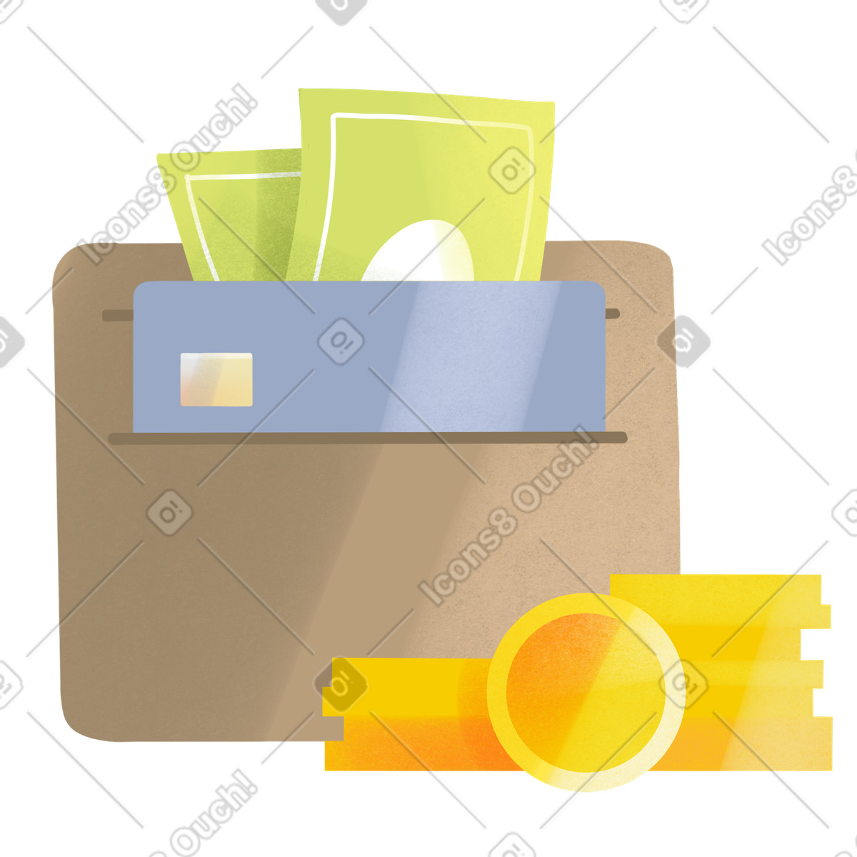 下载 Shine 风格的 Wallet with bank card and cash 插画，支持 PNG、SVG 格式