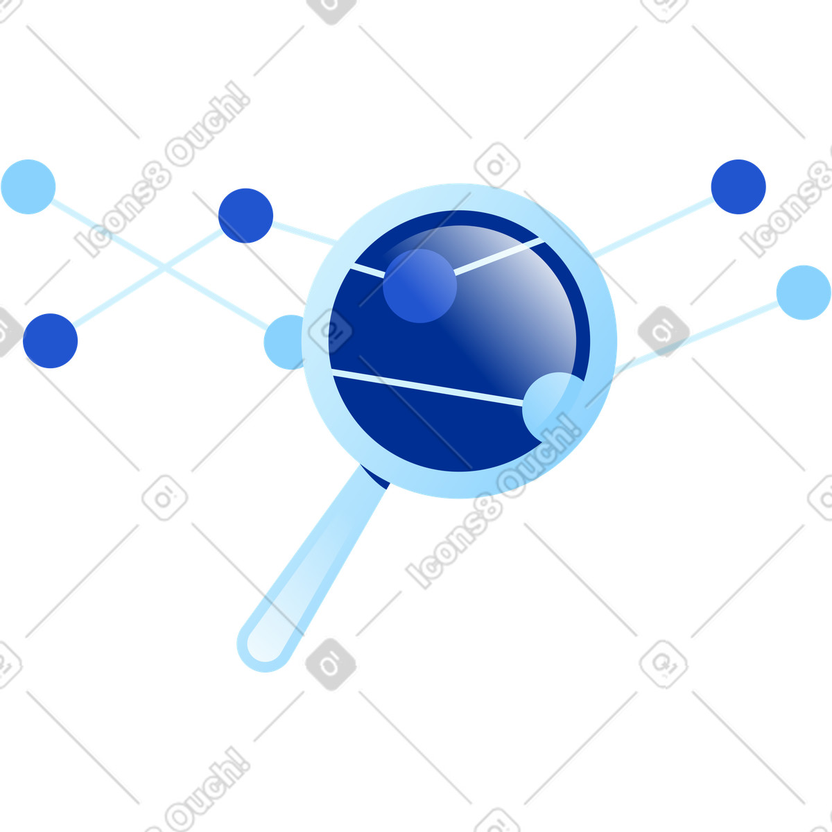 Dot chart enlarged with magnifying glass illustration in Glossy style download in PNG, SVG