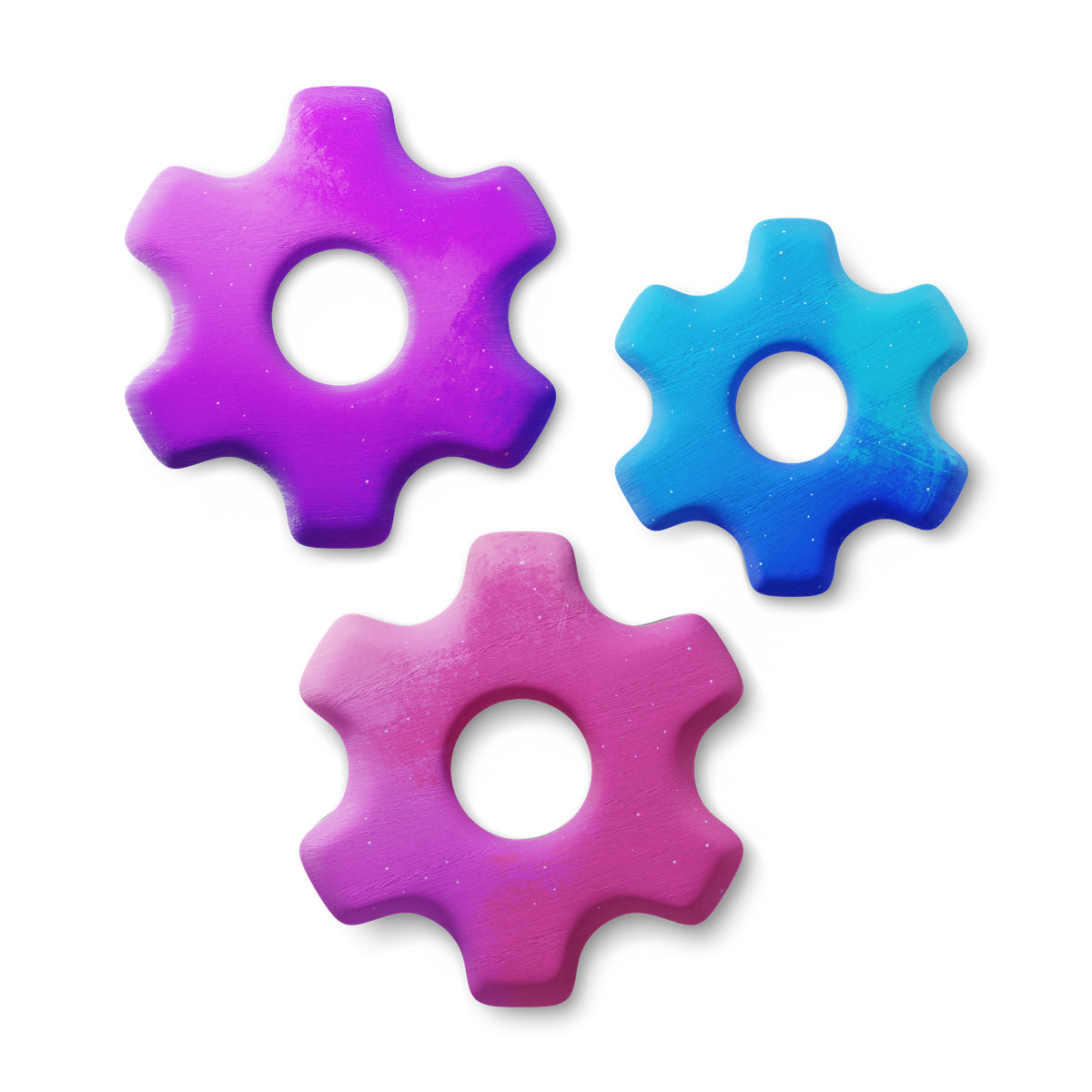 3D Microsoft Fluent illustration スタイルの Colorful settings gearwheels for process optimization and workflow management のイラストをPNG、SVG形式でダウンロード