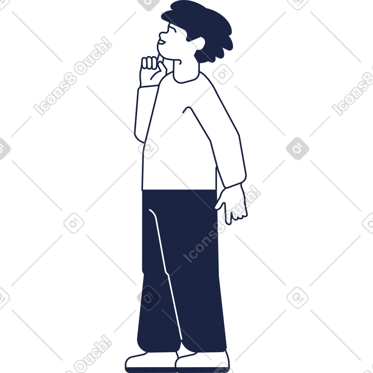 Ragazzo in piedi e alzando lo sguardo illustrazione stile Urban Line scarica PNG, SVG