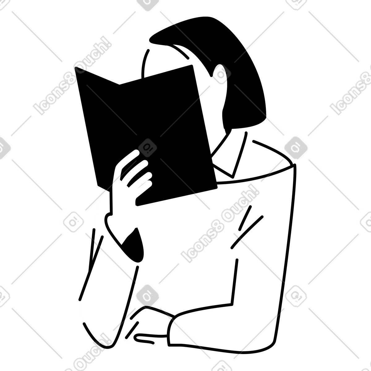 Person immersed in a novel illustration knowledge clipart for educational graphics in PNG