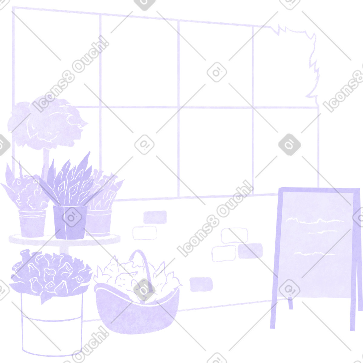 Flower shop showcase-Illustration im Lifestyle-Stil als Download in PNG, SVG