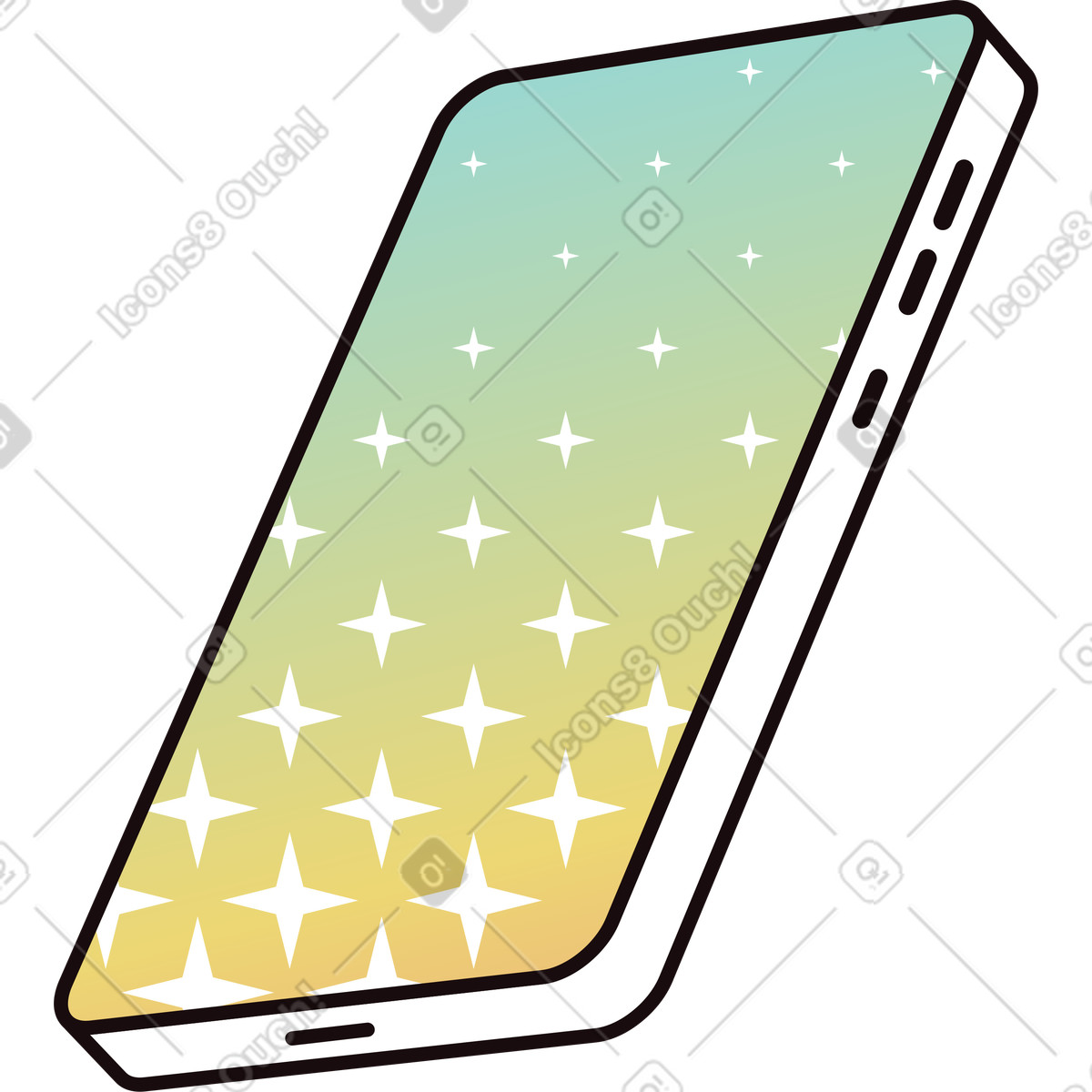 Illustration Smartphone avec des étoiles dans le style Delight à télécharger aux formats PNG, SVG