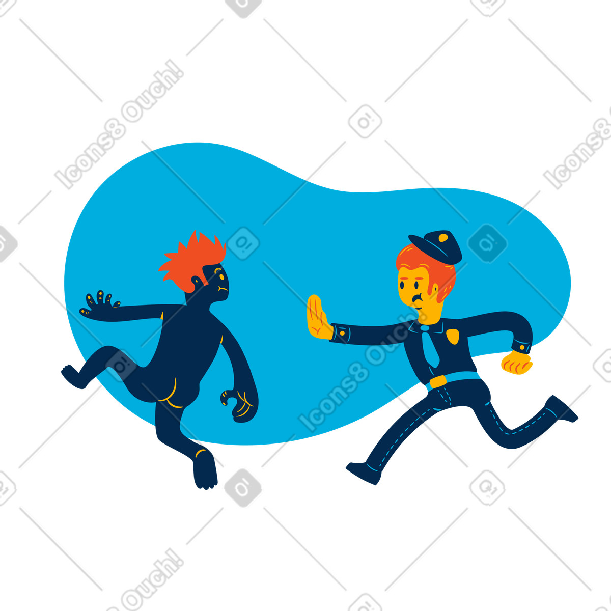 Ilustración Policía de guardia en estilo Flame a descargar en PNG y SVG