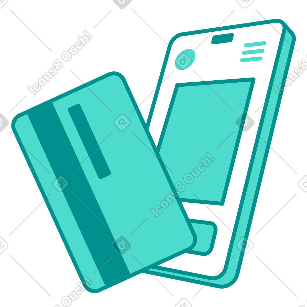 Ilustração de Compras com pagamentos cartão no aplicativo em estilo Natty para baixar em PNG, SVG