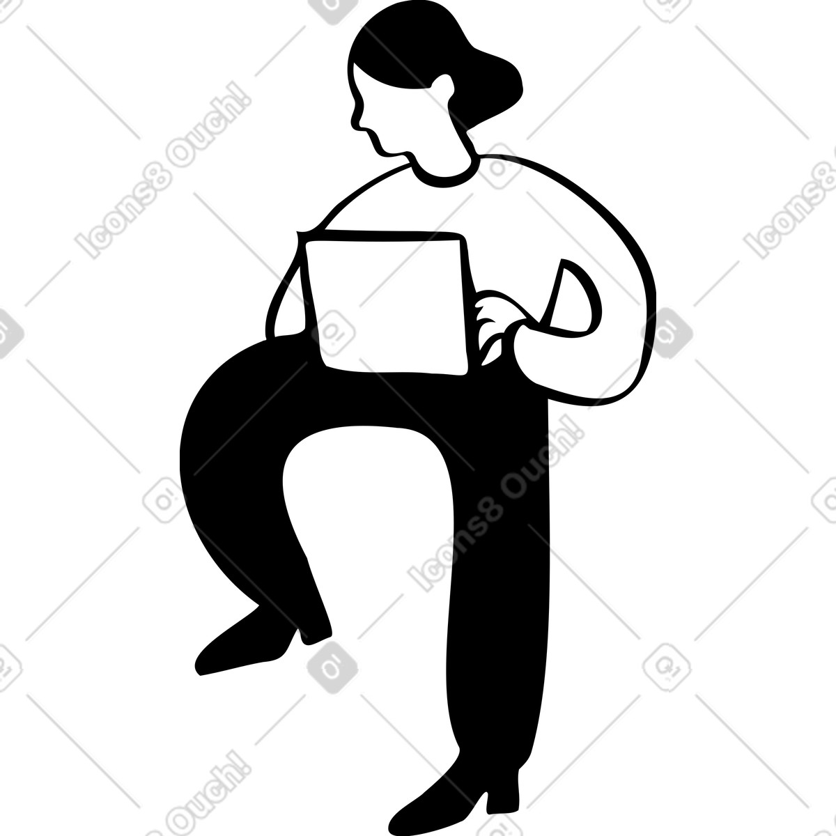 Ilustração de Pessoa segurando laptop e pisando em algo em PNG e SVG