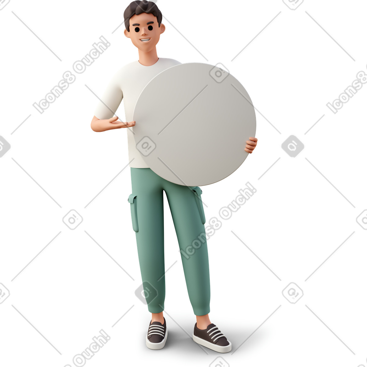 Ilustração de Blank circle sign in hands, advertising and promotional em no estilo 3D Casual life para baixar em PNG, SVG