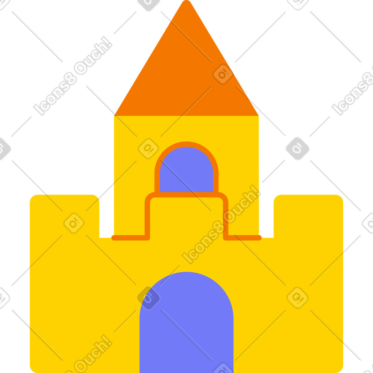 Castle illustration in Giggle style download in PNG, SVG