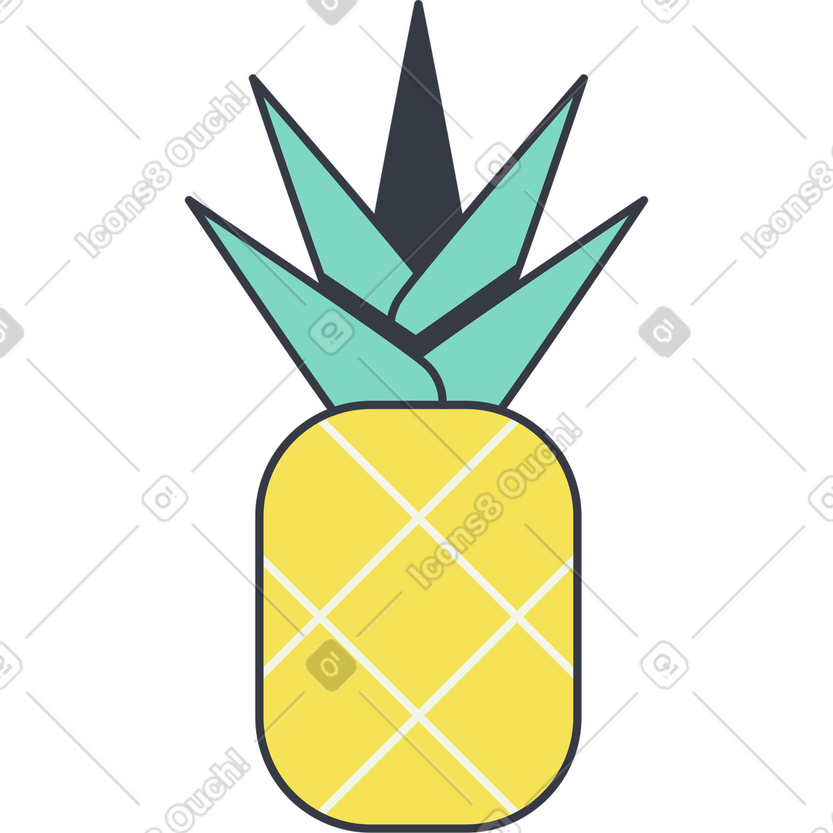 Ananas illustrazione in stile Abstract scarica in PNG, SVG