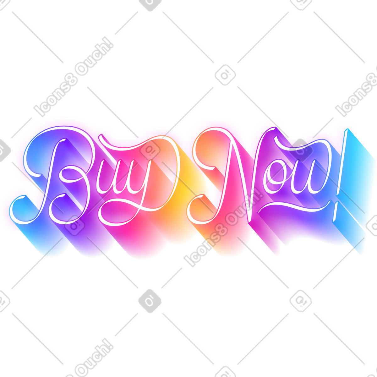 Illustration Lettrage acheter maintenant ! avec texte d'ombre dégradé dans le style Lettering à télécharger aux formats PNG, SVG