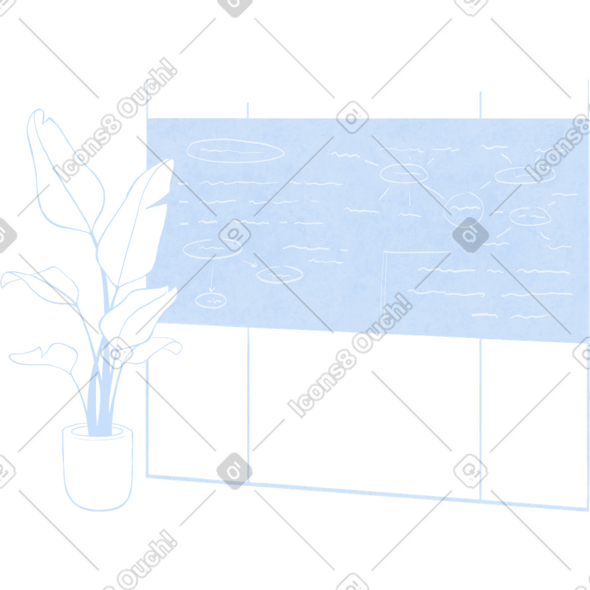 Blue blackboard with plant illustration in Lifestyle style download in PNG, SVG