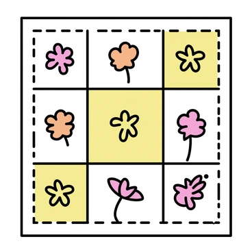 A patchwork quilt design featuring squares of various colors and patterns inspired by "California poppies". Each square showcases a different arrangement, including vibrant orange, yellow, and red hues of the flowers. The quilt layout displays an organized pattern, with alternating squares of solid colors and detailed floral designs. Borders of the quilt are decorated with a simple stitch, complementing the poppy patterns throughout. The overall effect is a harmonious blend of colors and floral motifs that highlight the beauty of California poppies.