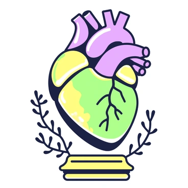 A human heart is displayed, completely crafted from shiny gold. The heart is anatomically accurate, showcasing detailed features such as arteries and veins. The surface of the heart reflects light with a brilliant sheen, creating highlights and shadows that emphasize its three-dimensional form. It is positioned on a simple, unobtrusive base that allows the heart to stand out prominently. Surrounding the heart, delicate floral patterns are etched into the base, adding a touch of elegance to the overall composition.
