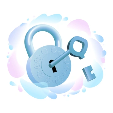 An enzyme is illustrated as a detailed lock, crafted with intricate designs and a metallic sheen. The substrate appears as a key, featuring a unique shape that matches the lock perfectly. The key is shown being inserted into the lock, highlighting the moment of interaction. Surrounding the lock and key are subtle gradient pastel colors blending harmoniously, creating an ethereal background that enhances the focal elements.