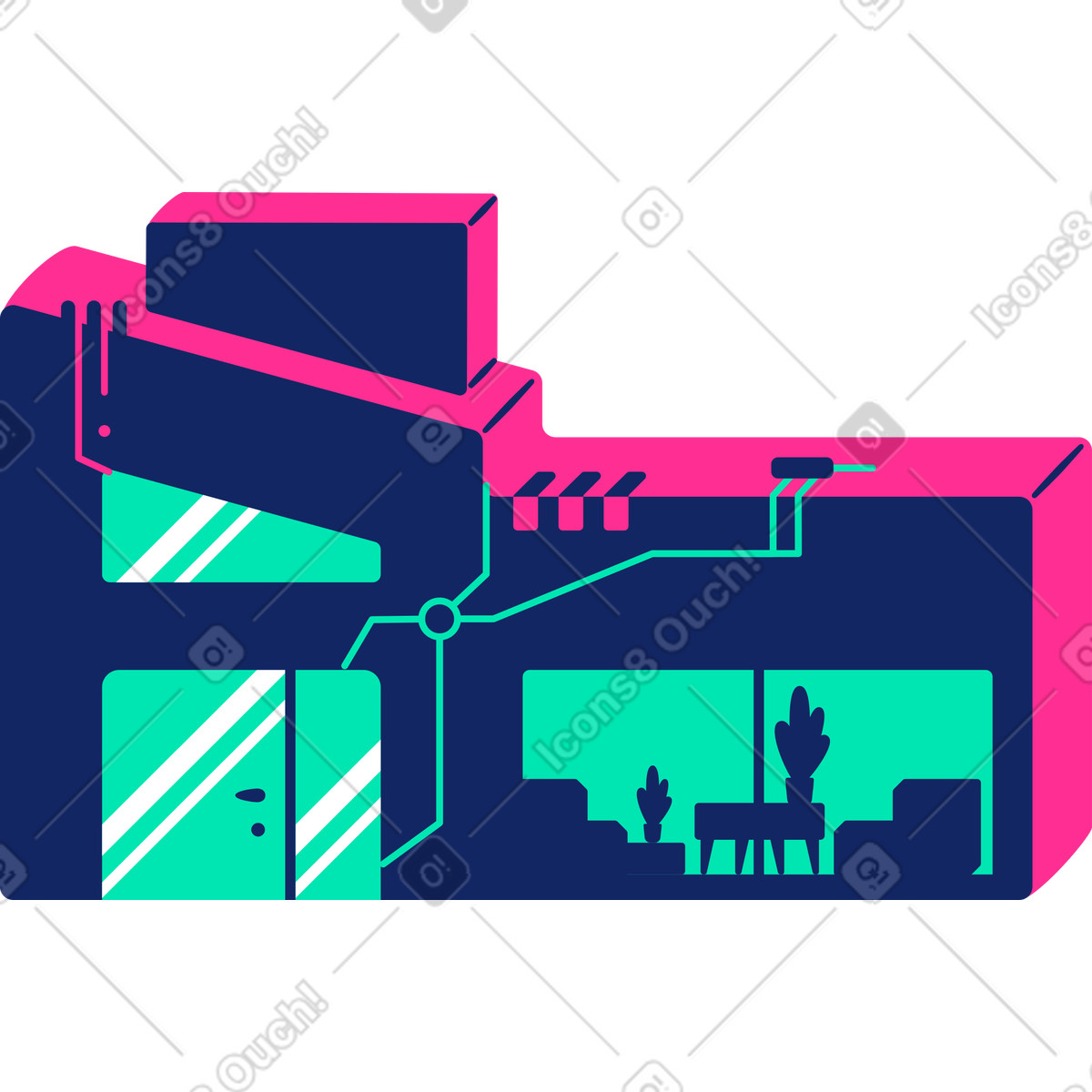 Ilustração de Casa em no estilo Cyborg para baixar em PNG, SVG