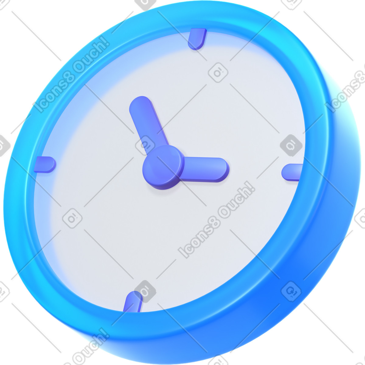 Clock animated illustration in 3D Glassy style download in GIF, Lottie (JSON), AE