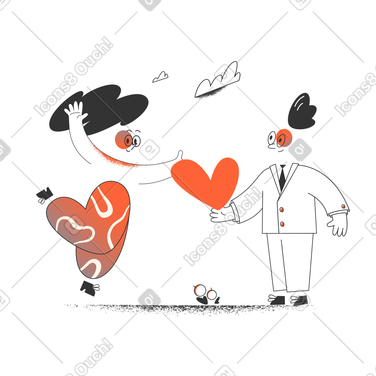 下载 Crayon 风格的 情人节 插画，支持 PNG、SVG 格式
