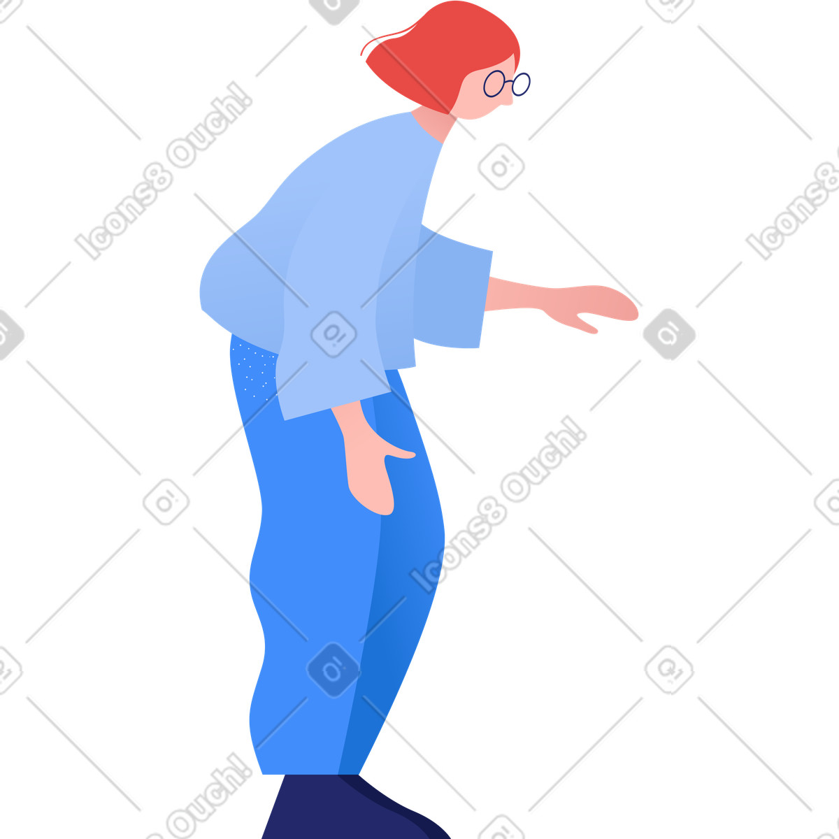 Donna che tocca qualcosa illustrazione in stile Clip scarica in PNG, SVG