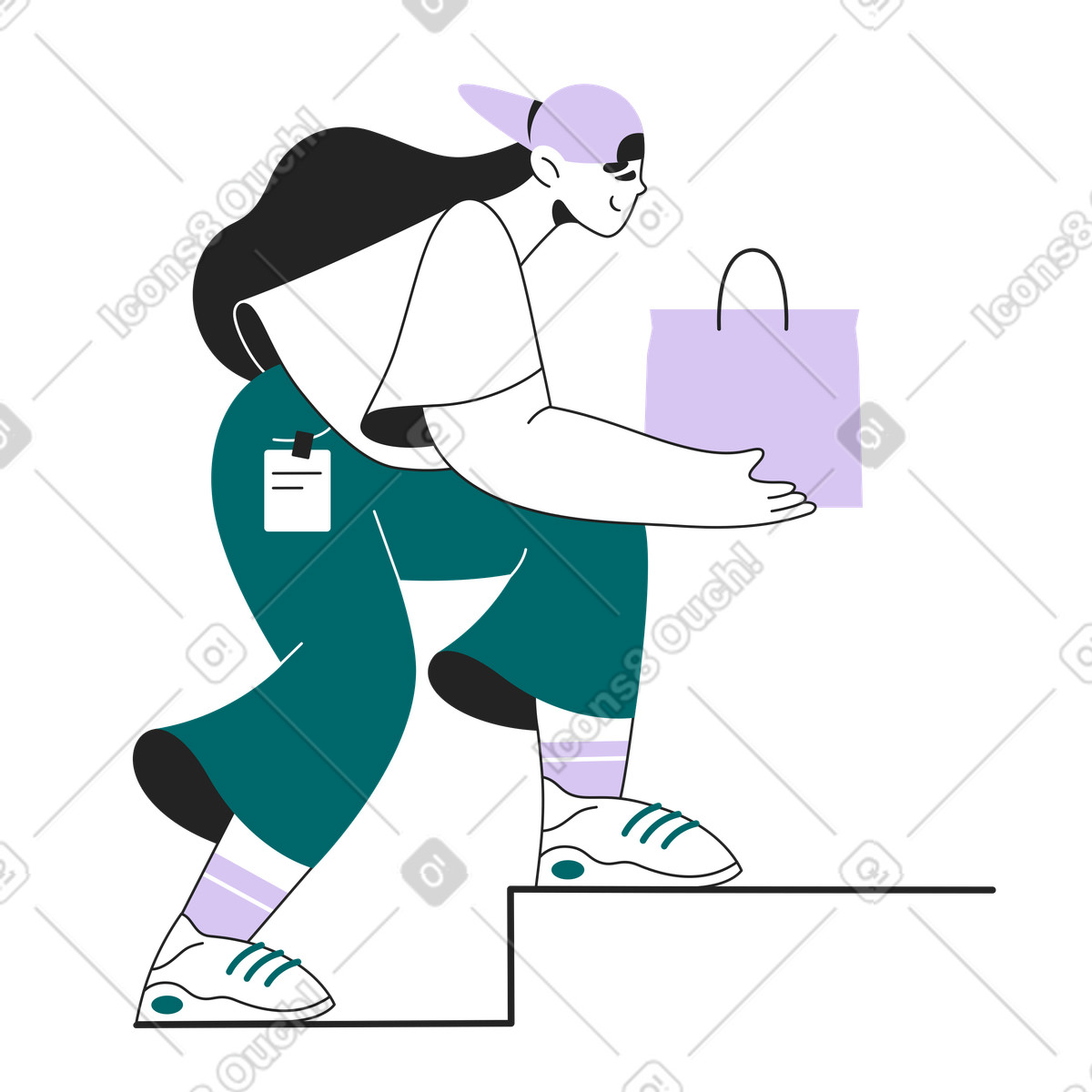 Ilustración Delivery worker delivering package, Last mile logistics and shipping en estilo Sammy Line a descargar en PNG y SVG