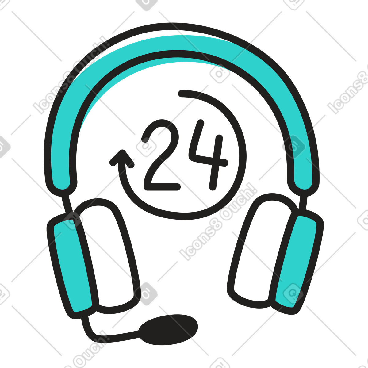 24-7 service support illustration in PNG, SVG