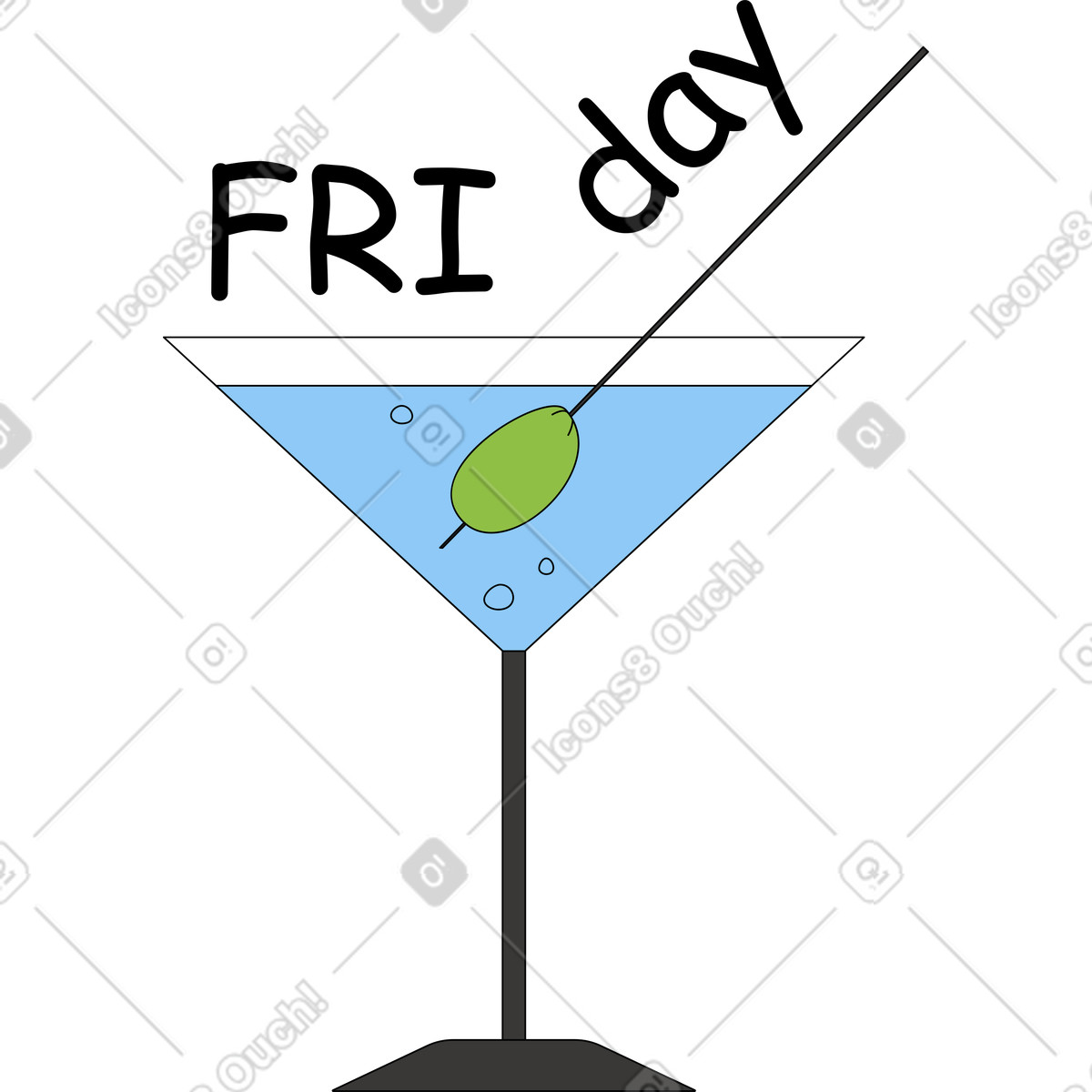 Martini-Illustration im Sitcom-Stil als Download in PNG, SVG