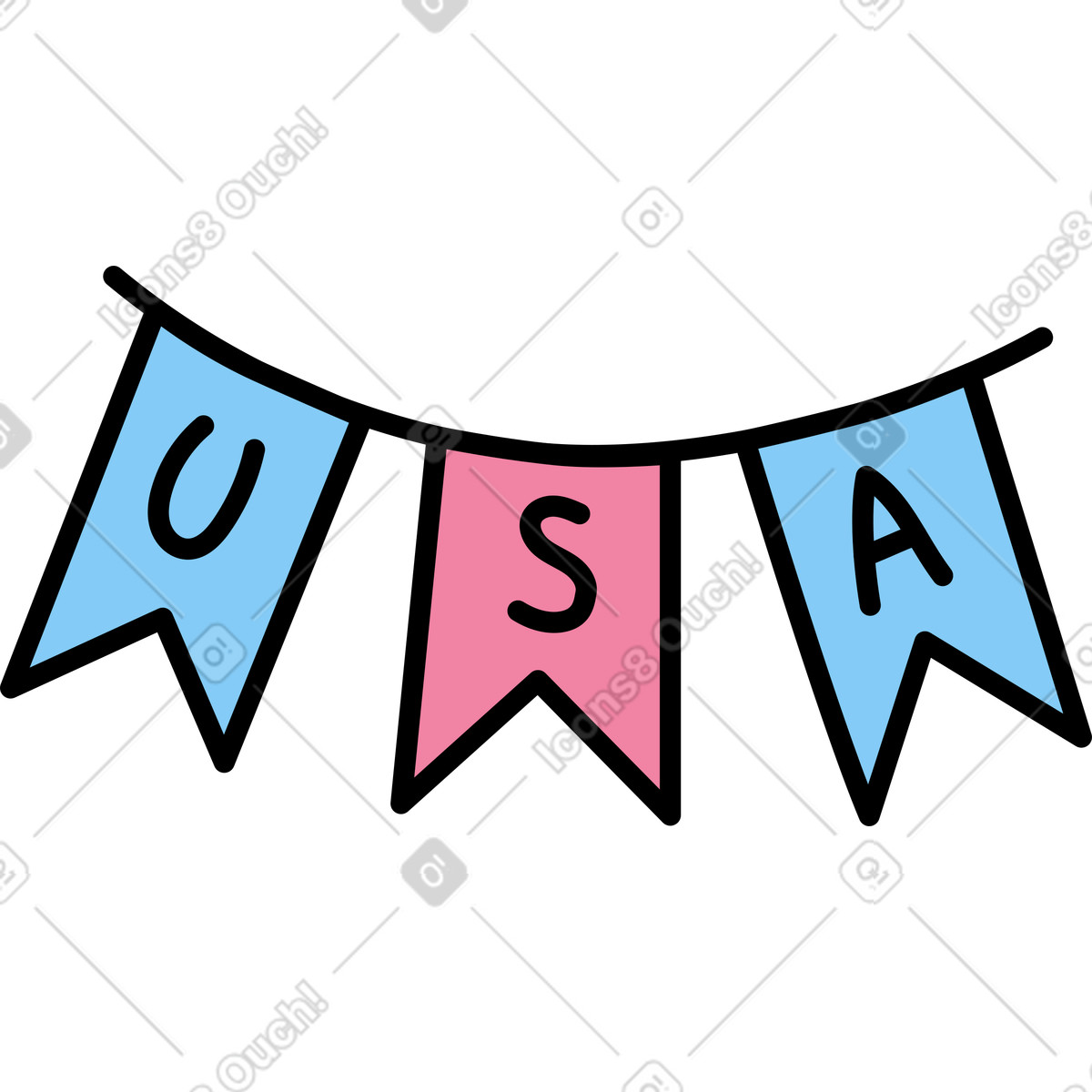 Girlande-Illustration im Notes-Stil als Download in PNG, SVG