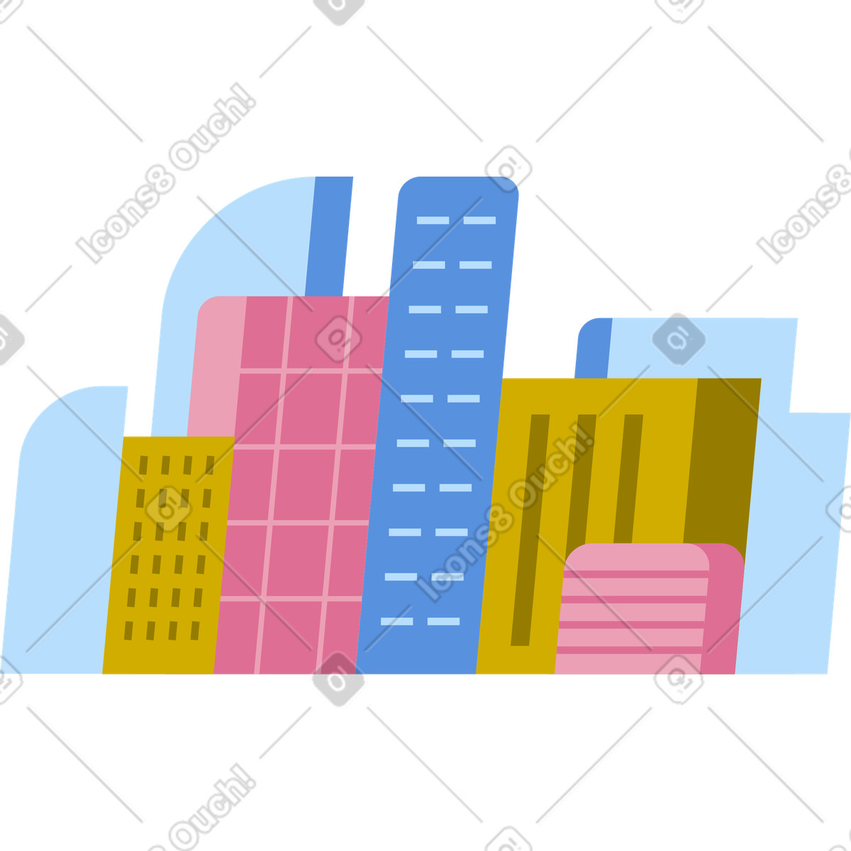 City illustration in Vector style download in PNG, SVG