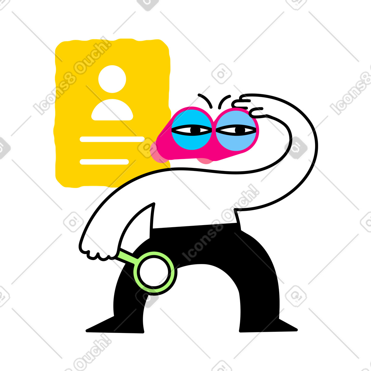 Hiring process: searching for employees illustration in Giggle style download in PNG, SVG